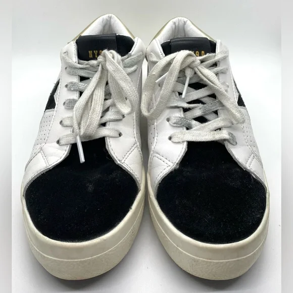 Steve Madden Womens 7M Starling Star White Black Gold Sneakers Sporty Activewear - Picture 2 of 16